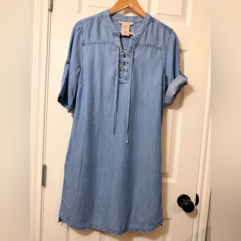 Philosophy Denim Blue Jean Shirt
Dress Sz M Tencel Lace Up
Western Boho